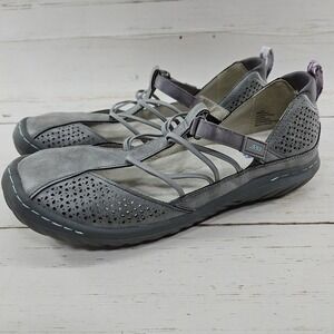 JBU By Jambu Fig Women 9‎ Gray T-Strap Flat Leather Casual Comfort Shoe Sandal